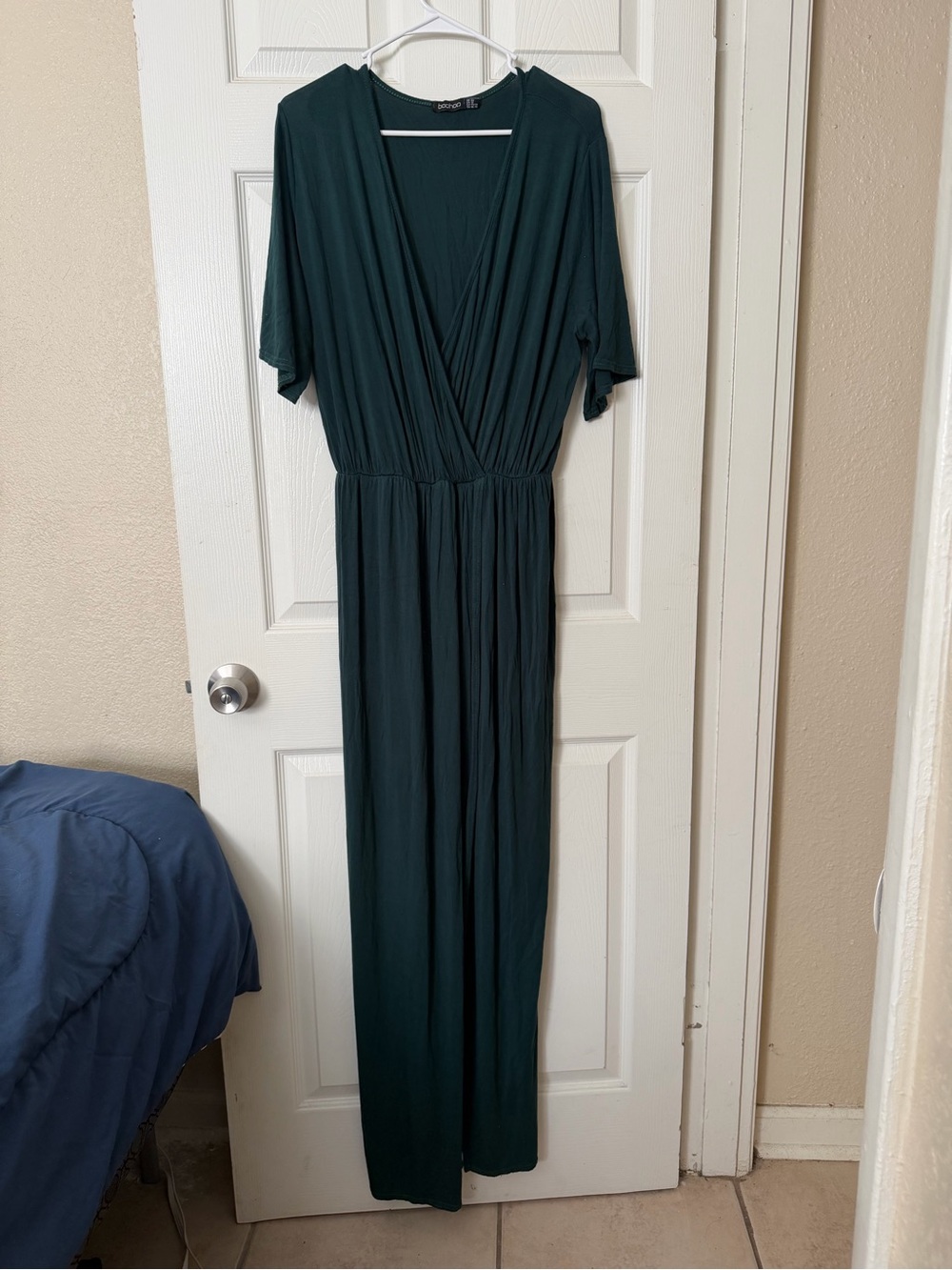 Boohoo Deep Green Wrap Maxi Dress